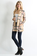 Load image into Gallery viewer, khaki plaid ruched sleeve