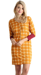 Load image into Gallery viewer, mustard plaid / burgundy sleeve
