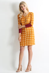 Load image into Gallery viewer, mustard plaid / burgundy sleeve