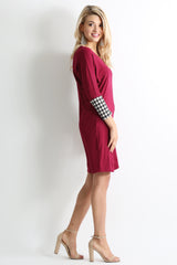 Load image into Gallery viewer, burgundy / black tan plaid sleeve