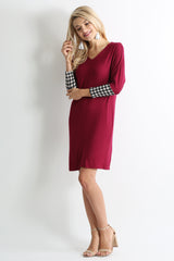 Load image into Gallery viewer, burgundy / black tan plaid sleeve