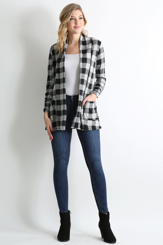 black - heather grey plaid