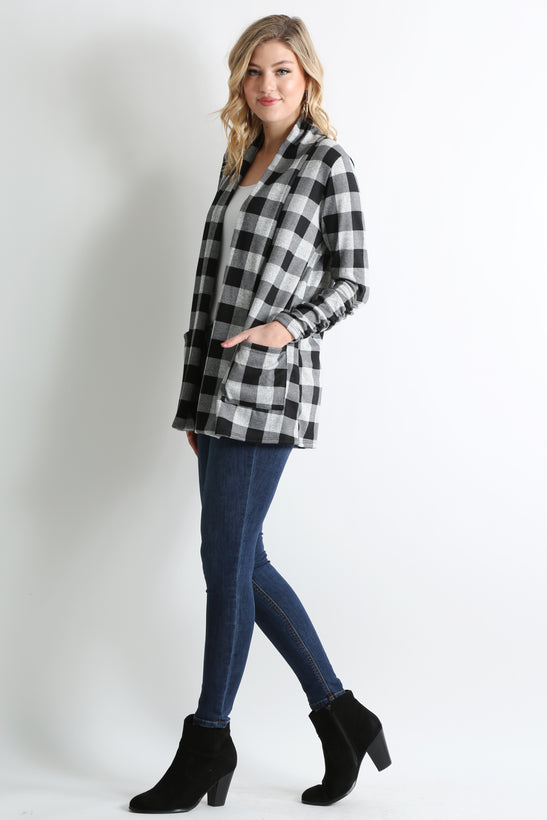 black - heather grey plaid