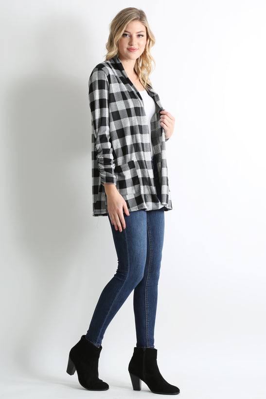 black - heather grey plaid