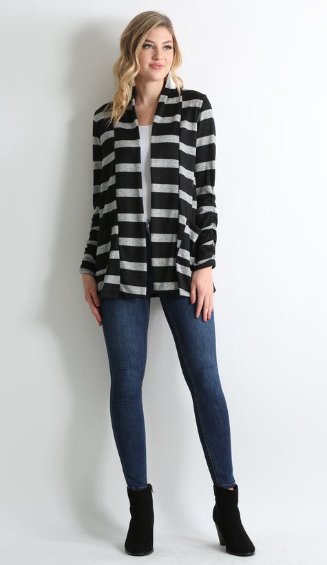 heather grey - black stripe