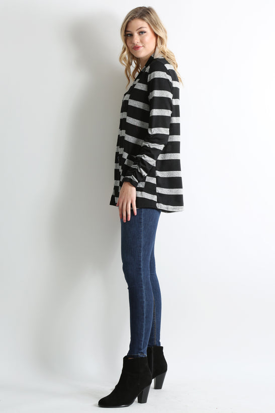 heather grey - black stripe