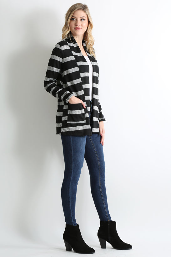 heather grey - black stripe