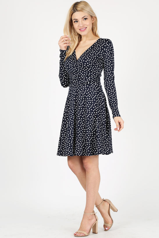 navy white polka dot