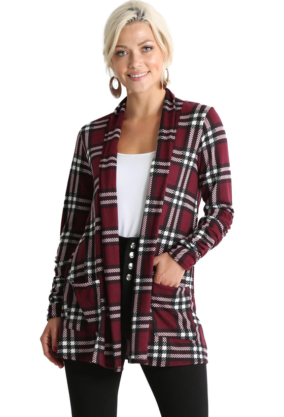 burgundy - ivory plaid