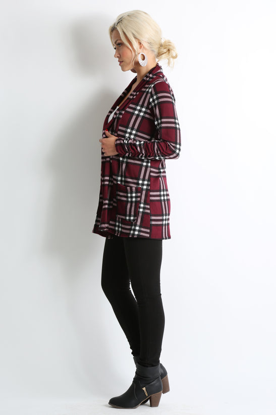 burgundy - ivory plaid