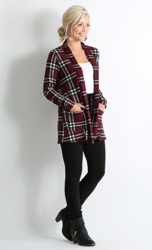 burgundy - ivory plaid