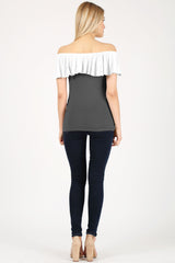 Load image into Gallery viewer, black/cotton white ruffle