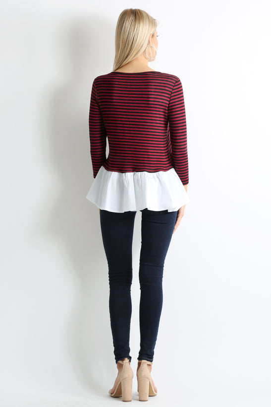 burgundy black stripe