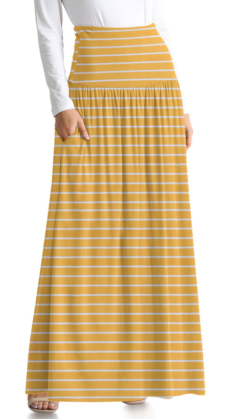mustard/ivory stripe ankle-length