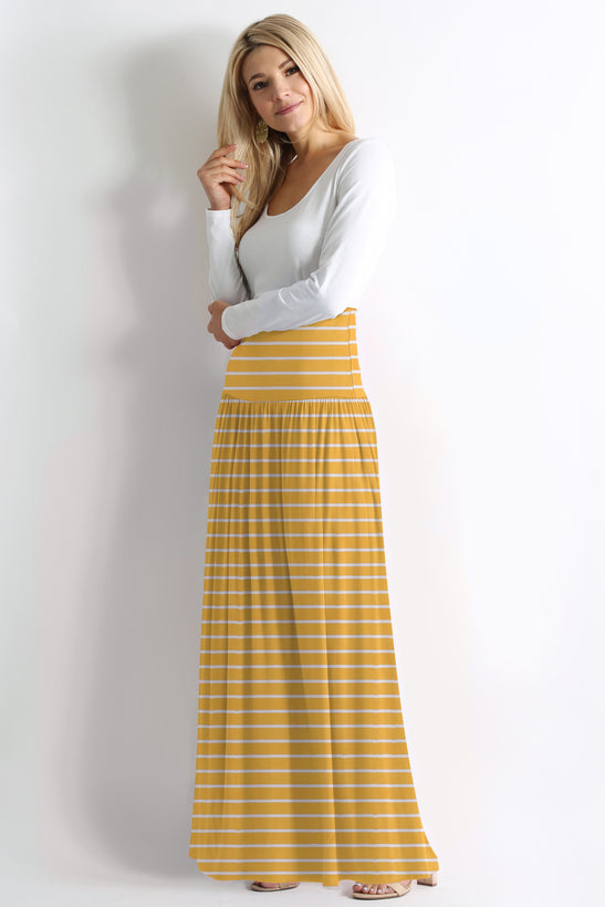 mustard/ivory stripe ankle-length