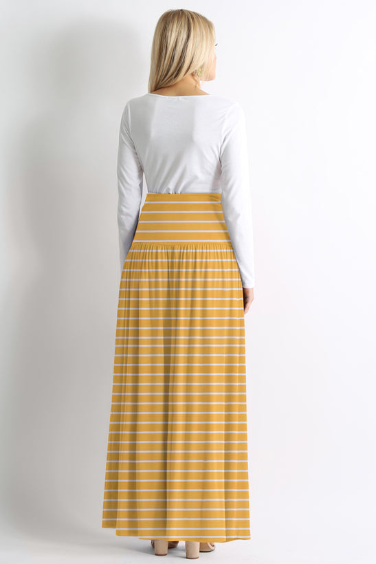 mustard/ivory stripe ankle-length