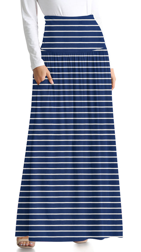 navy stripe ankle-length