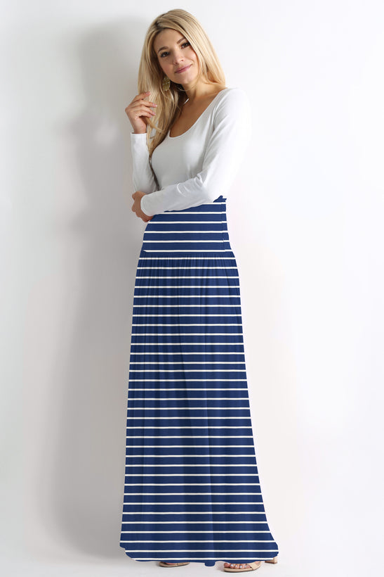 navy stripe ankle-length