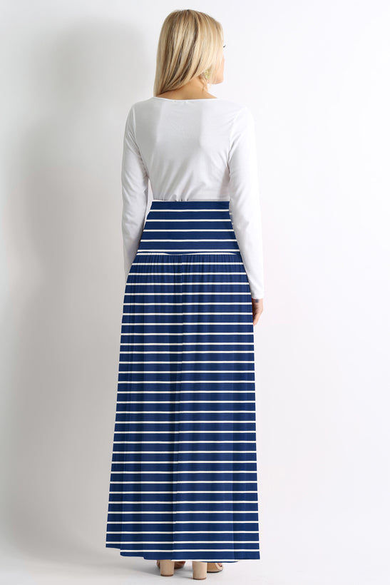 navy stripe ankle-length