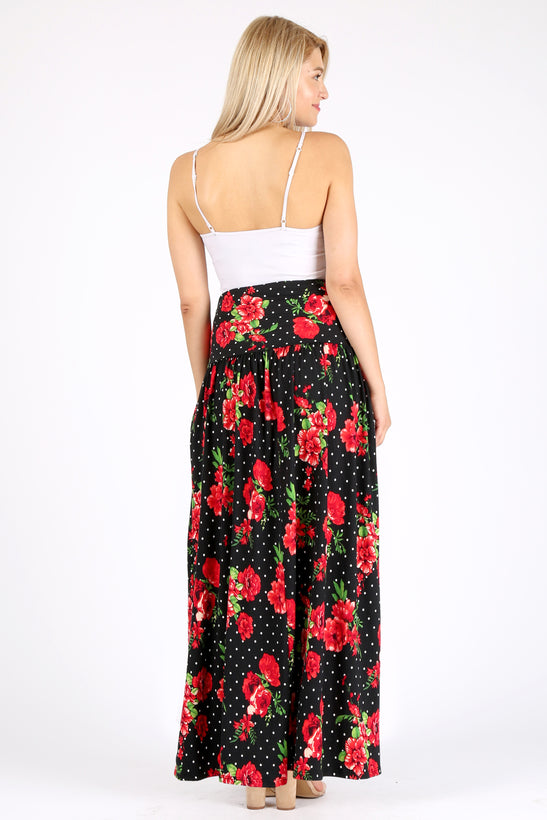 black red polka dot floral