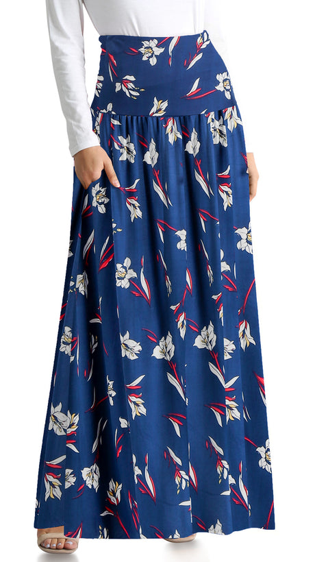 navy white floral