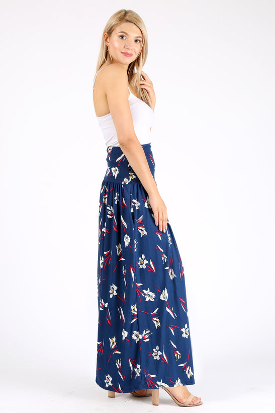 navy white floral
