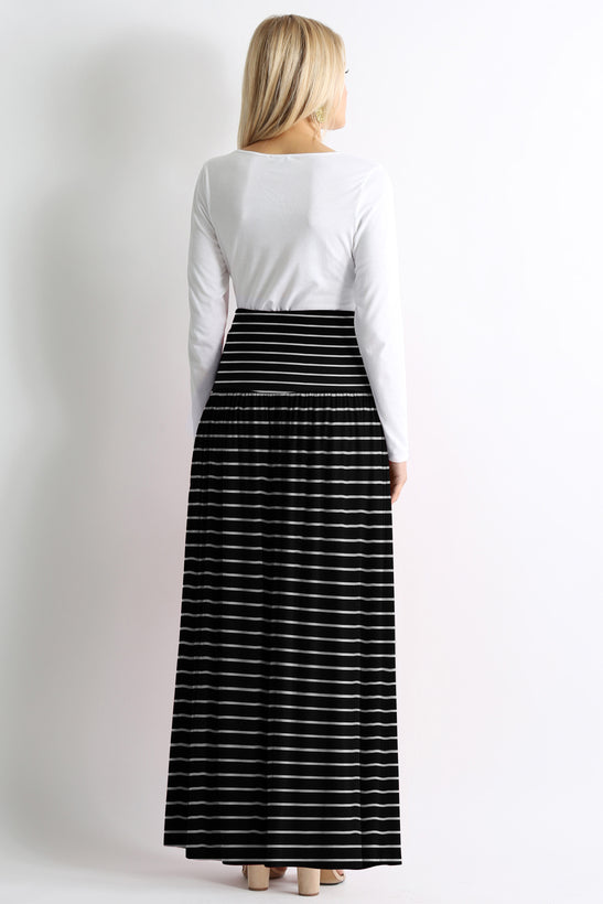 black stripe ankle-length