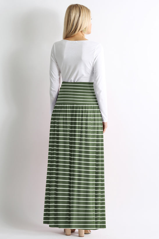 green stripe ankle-length