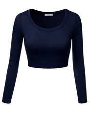 Load image into Gallery viewer, Crop Top for Women Crew Neck Basic Long Sleeve Crop Top - USA