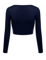 Load image into Gallery viewer, Crop Top for Women Crew Neck Basic Long Sleeve Crop Top - USA