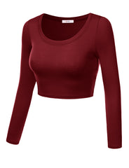 Load image into Gallery viewer, Crop Top for Women Crew Neck Basic Long Sleeve Crop Top - USA