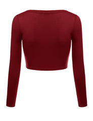 Load image into Gallery viewer, Crop Top for Women Crew Neck Basic Long Sleeve Crop Top - USA