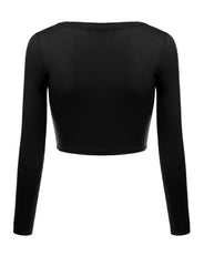 Load image into Gallery viewer, Crop Top for Women Crew Neck Basic Long Sleeve Crop Top - USA