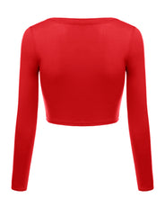 Load image into Gallery viewer, Crop Top for Women Crew Neck Basic Long Sleeve Crop Top - USA