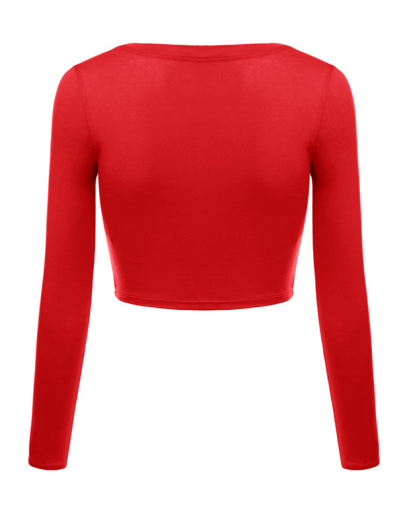 Red cropped discount long sleeve shirt