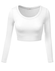 Load image into Gallery viewer, Crop Top for Women Crew Neck Basic Long Sleeve Crop Top - USA