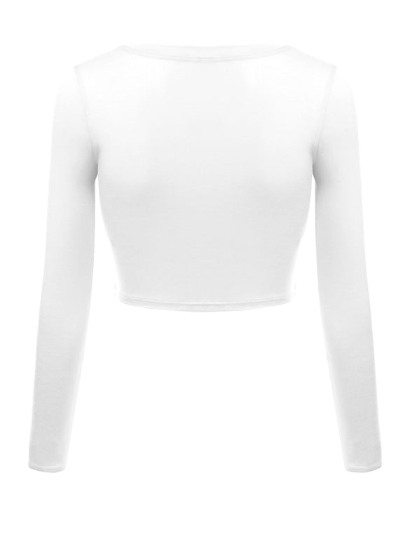 Crop Top for Women Crew Neck Basic Long Sleeve Crop Top - USA