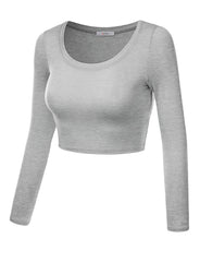 Load image into Gallery viewer, Crop Top for Women Crew Neck Basic Long Sleeve Crop Top - USA