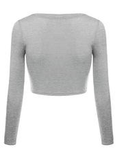 Load image into Gallery viewer, Crop Top for Women Crew Neck Basic Long Sleeve Crop Top - USA