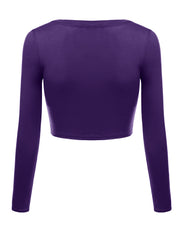 Load image into Gallery viewer, Crop Top for Women Crew Neck Basic Long Sleeve Crop Top - USA