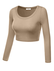 Load image into Gallery viewer, Crop Top for Women Crew Neck Basic Long Sleeve Crop Top - USA