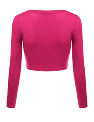 Load image into Gallery viewer, Crop Top for Women Crew Neck Basic Long Sleeve Crop Top - USA