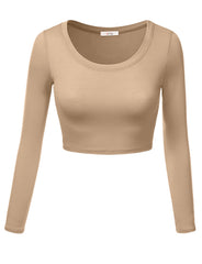 Load image into Gallery viewer, Crop Top for Women Crew Neck Basic Long Sleeve Crop Top - USA