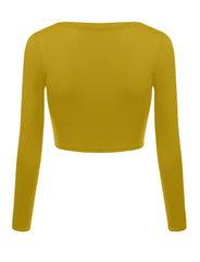 Load image into Gallery viewer, Crop Top for Women Crew Neck Basic Long Sleeve Crop Top - USA