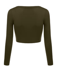 Load image into Gallery viewer, Crop Top for Women Crew Neck Basic Long Sleeve Crop Top - USA