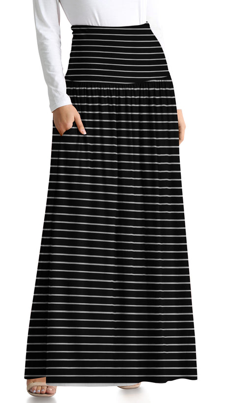 black stripe ankle-length