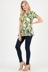 Load image into Gallery viewer, green leaf print/ short sleeve