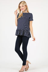 Load image into Gallery viewer, polka dot navy/ivory /short sleeve