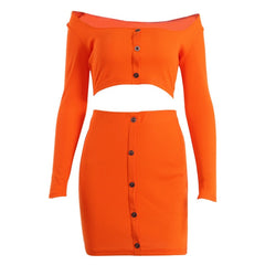 Load image into Gallery viewer, Sexy Off Shoulder Two Piece Set  Long Sleeve Top And Skirt