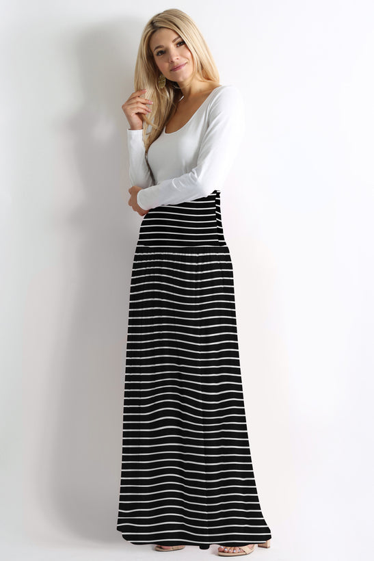 black stripe ankle-length